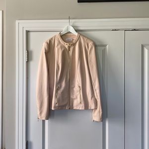 Calvin Klein faux leather jacket, size large, blush color